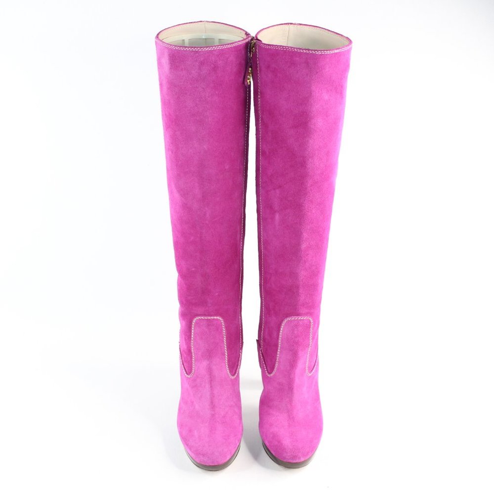 Dsquared2 Pink Leather Knee High Full Zip Boots #137 - Picture 3 of 13